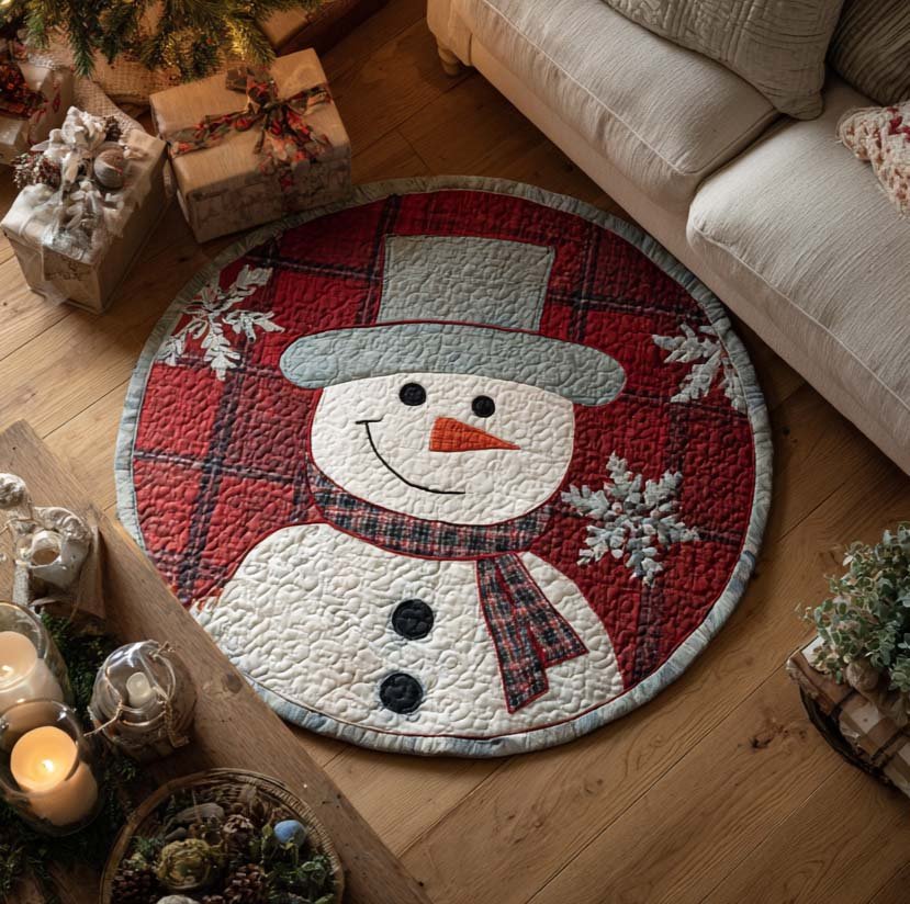Frosty Cheer Round Mat Rug - washable non-slip printed rug