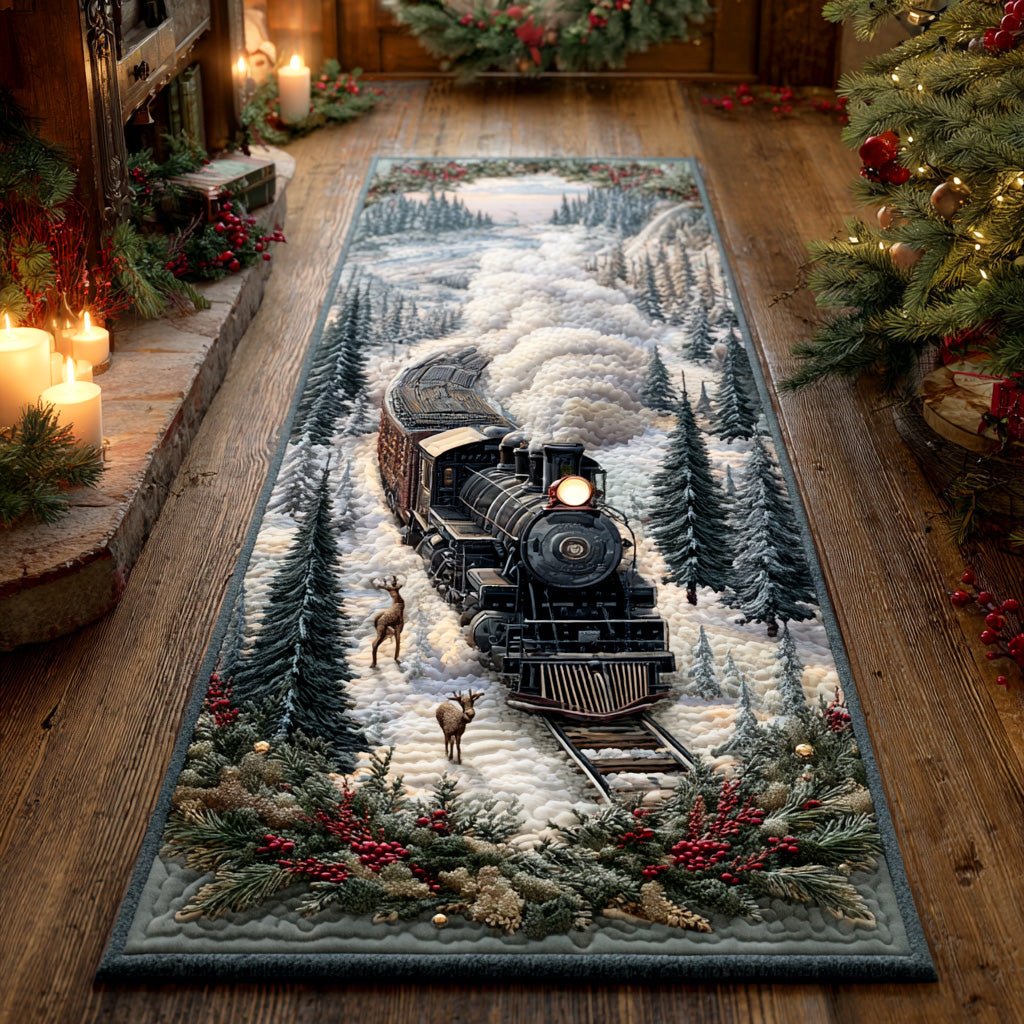 Frosty Express Line Runner Carpet Runner Rug - Cute Pet Design | Animal Printed Runner Rug