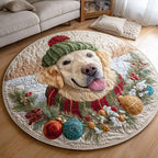 Frosty Fetch Round Mat Rug - washable non-slip printed rug