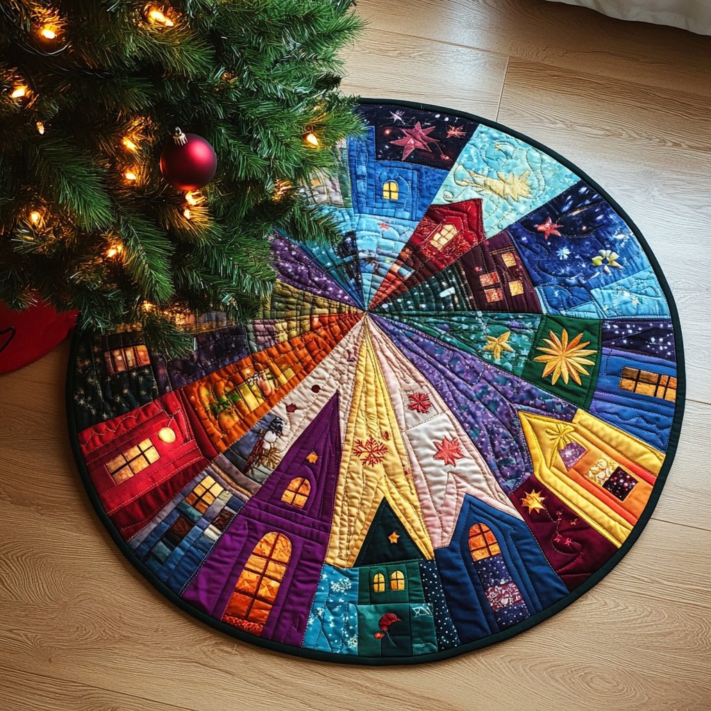 Frosty Fun Round Mat Rug - washable non-slip printed rug