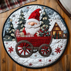 Frosty Gnome Friends Round Mat Rug - washable non-slip printed rug