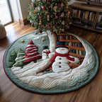 Frosty Hideaway Round Mat Rug - washable non-slip printed rug