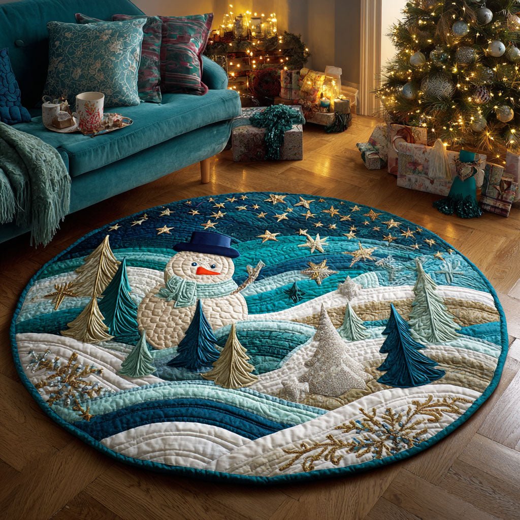 Frosty Hills Round Mat Rug - washable non-slip printed rug