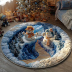 Frosty Hilltop Round Mat Rug - washable non-slip printed rug