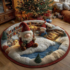 Frosty Library Round Mat Rug - washable non-slip printed rug