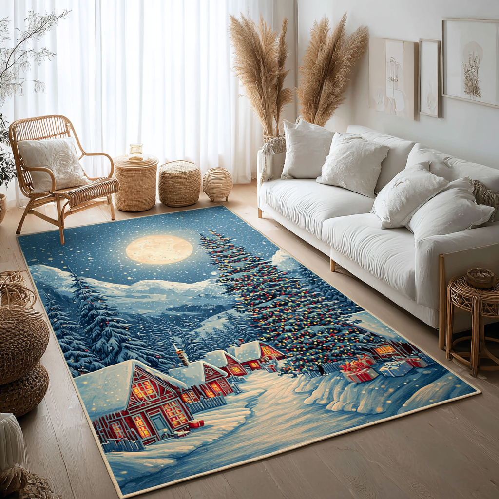 Frosty Night area rug in a living room