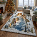 Frosty Pathway area rug in a living room