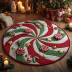 Frosty Peppermint Round Mat Rug - washable non-slip printed rug