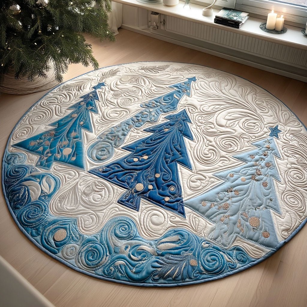 Frosty Pines Round Mat Rug - Nature Design | Serene Home Decor