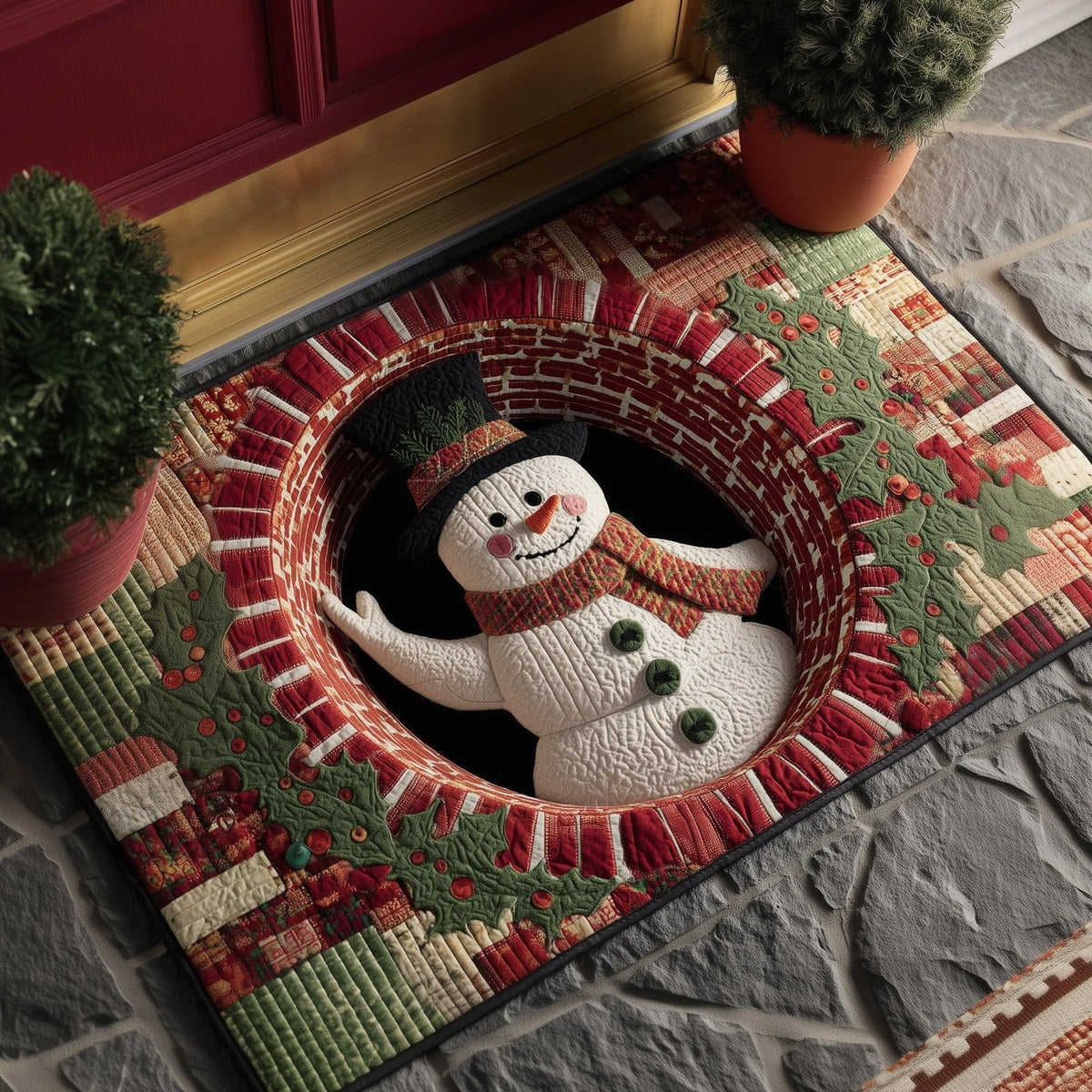 Frosty Snowman Doormat - Seasonal Holiday Design | Printed Welcome Doormat