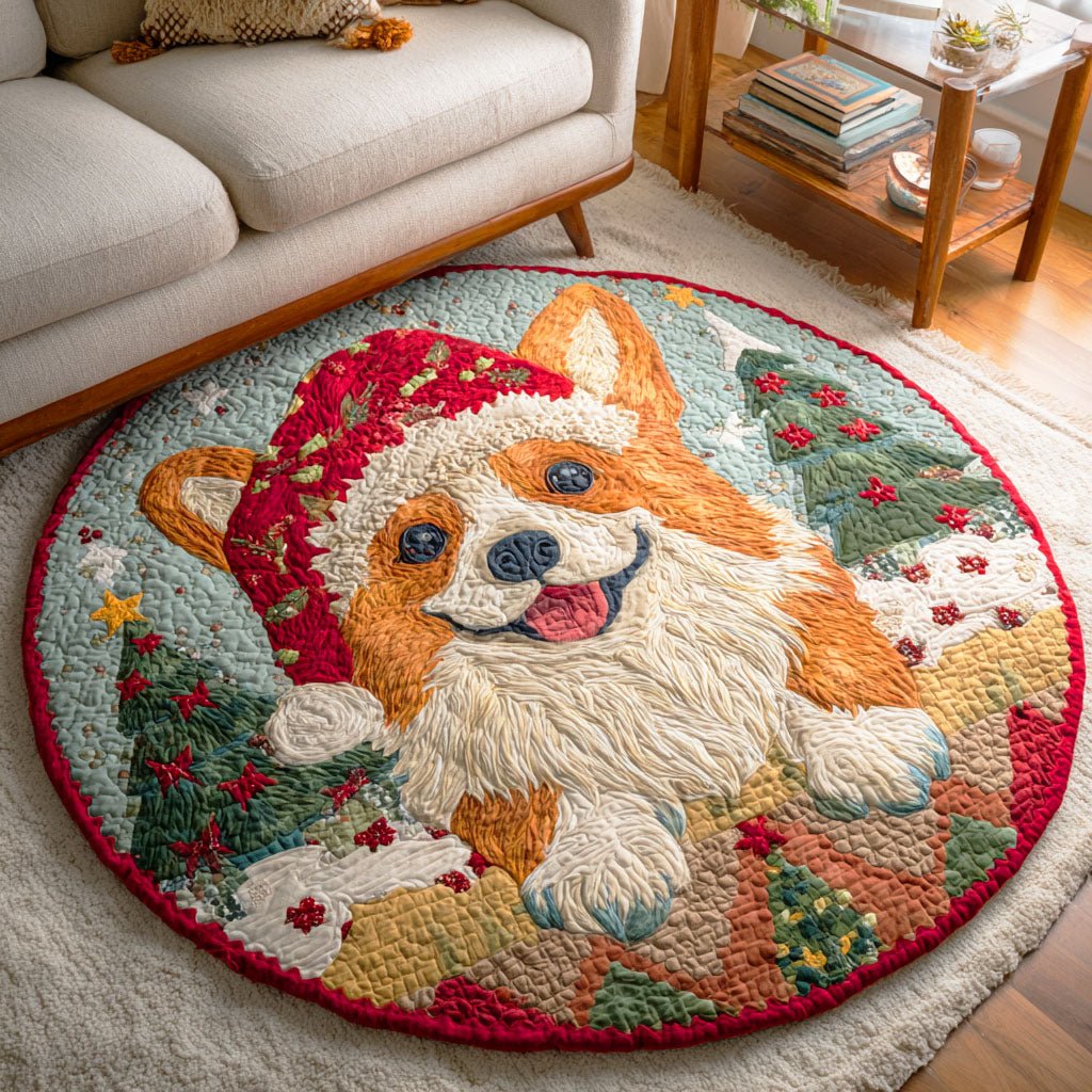 Frosty Tail Round Mat Rug - washable non-slip printed rug