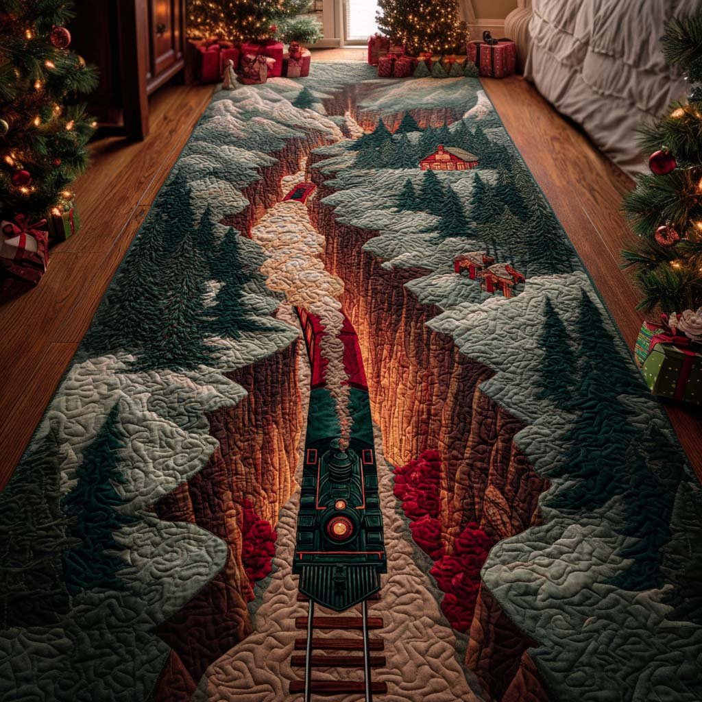 Frosty Train Lights Runner Carpet Runner Rug - Cute Pet Design | Animal Printed Runner Rug