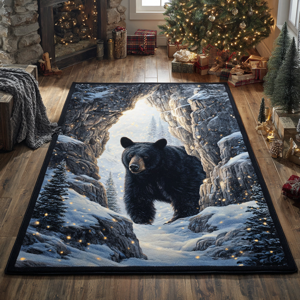 Frozen Bear Sanctuary area rug in a living room