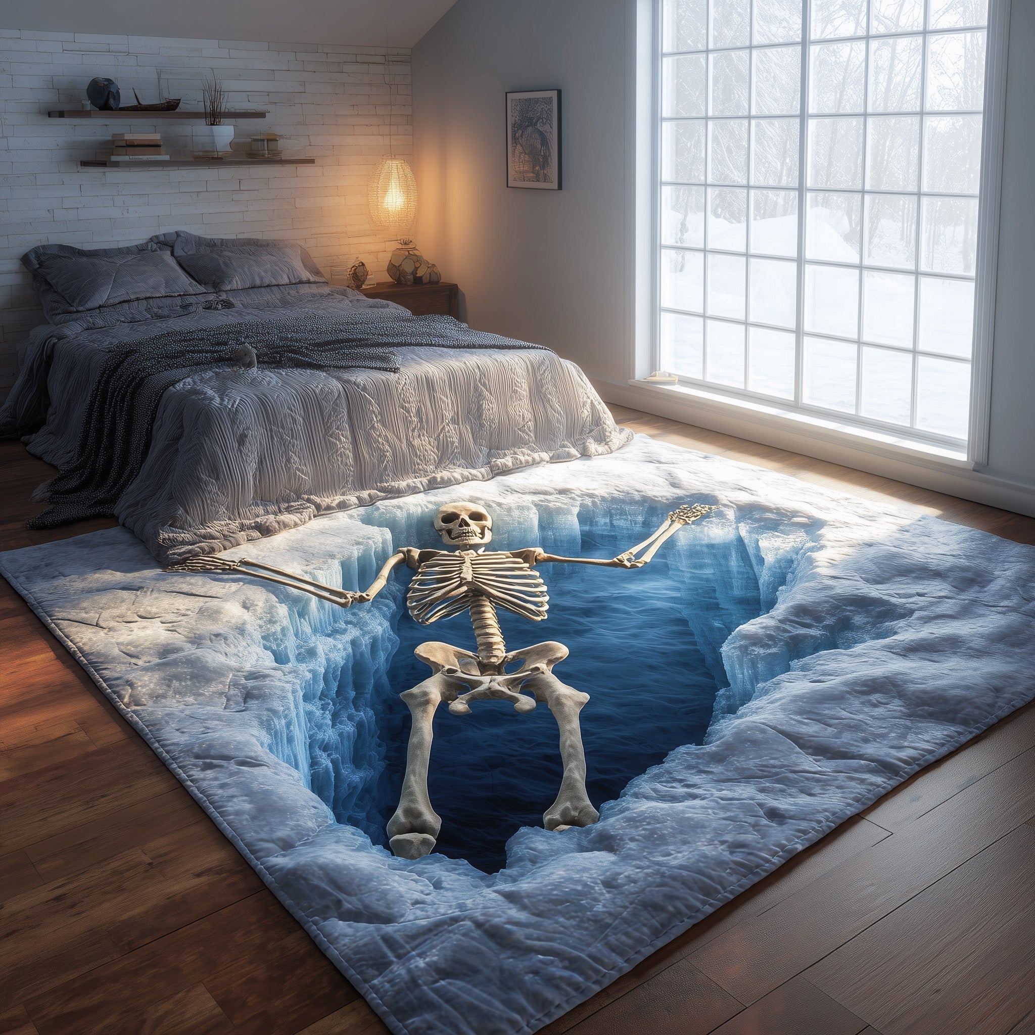 Frozen Grave area rug in a living room