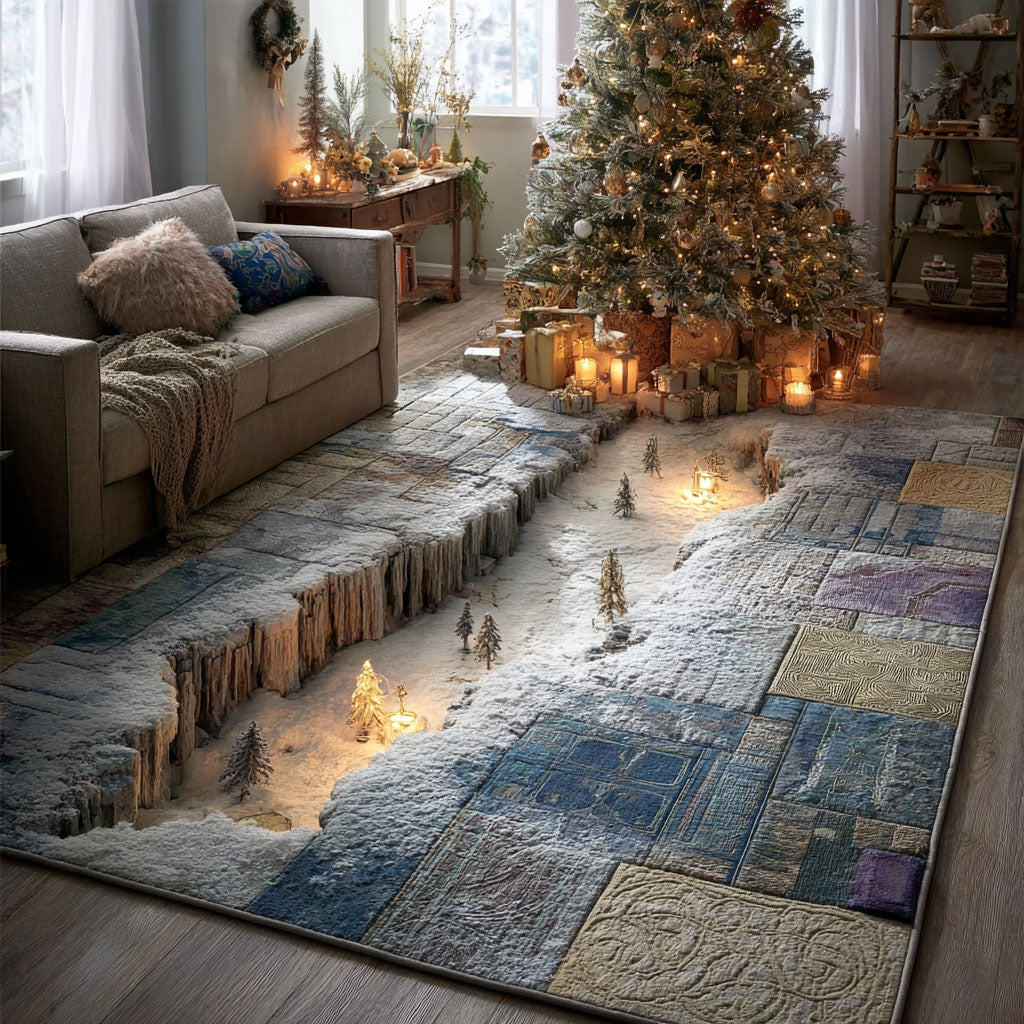 Frozen Passage area rug in a living room