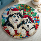 Frozen Trail Round Mat Rug - washable non-slip printed rug