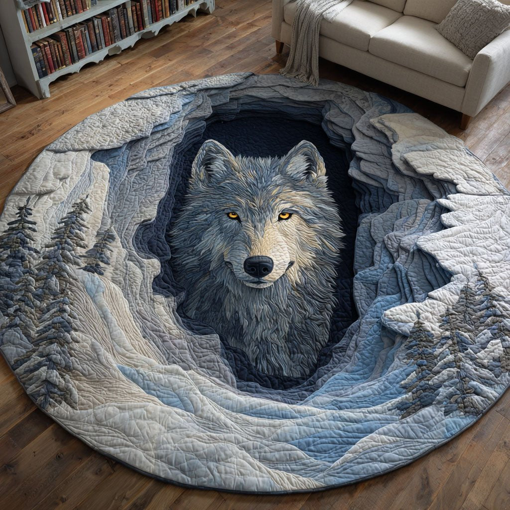 Frozen Wolf Round Mat Rug - washable non-slip printed rug