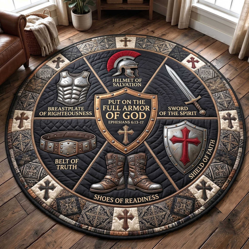 Full Armor Of God Round Mat Rug - Nature Design | Serene Home Decor