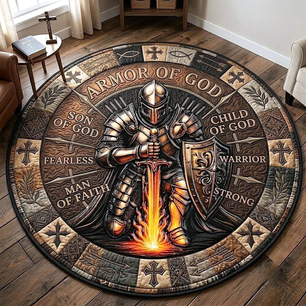Full Armor Of God Round Mat Rug - Nature Design | Serene Home Decor