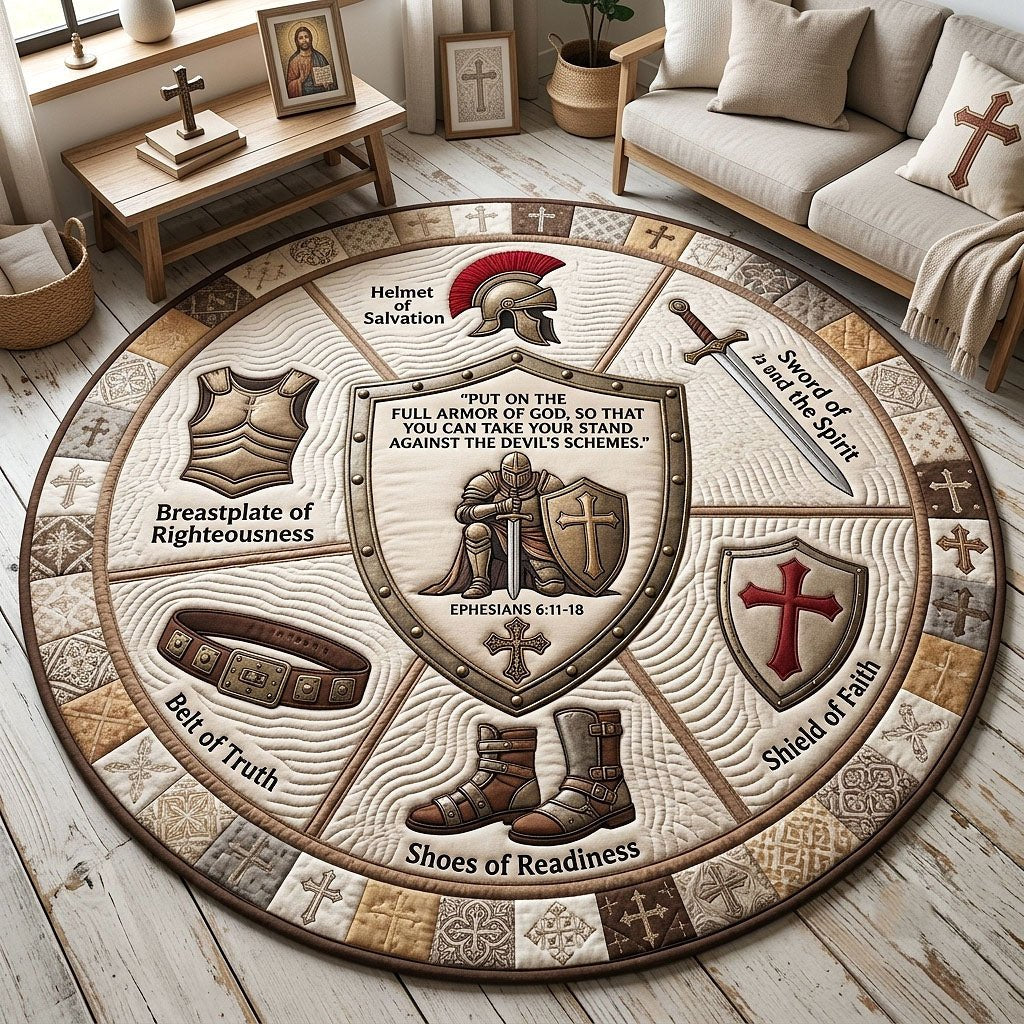 Full Armor Of God Round Mat Rug - Nature Design | Serene Home Decor