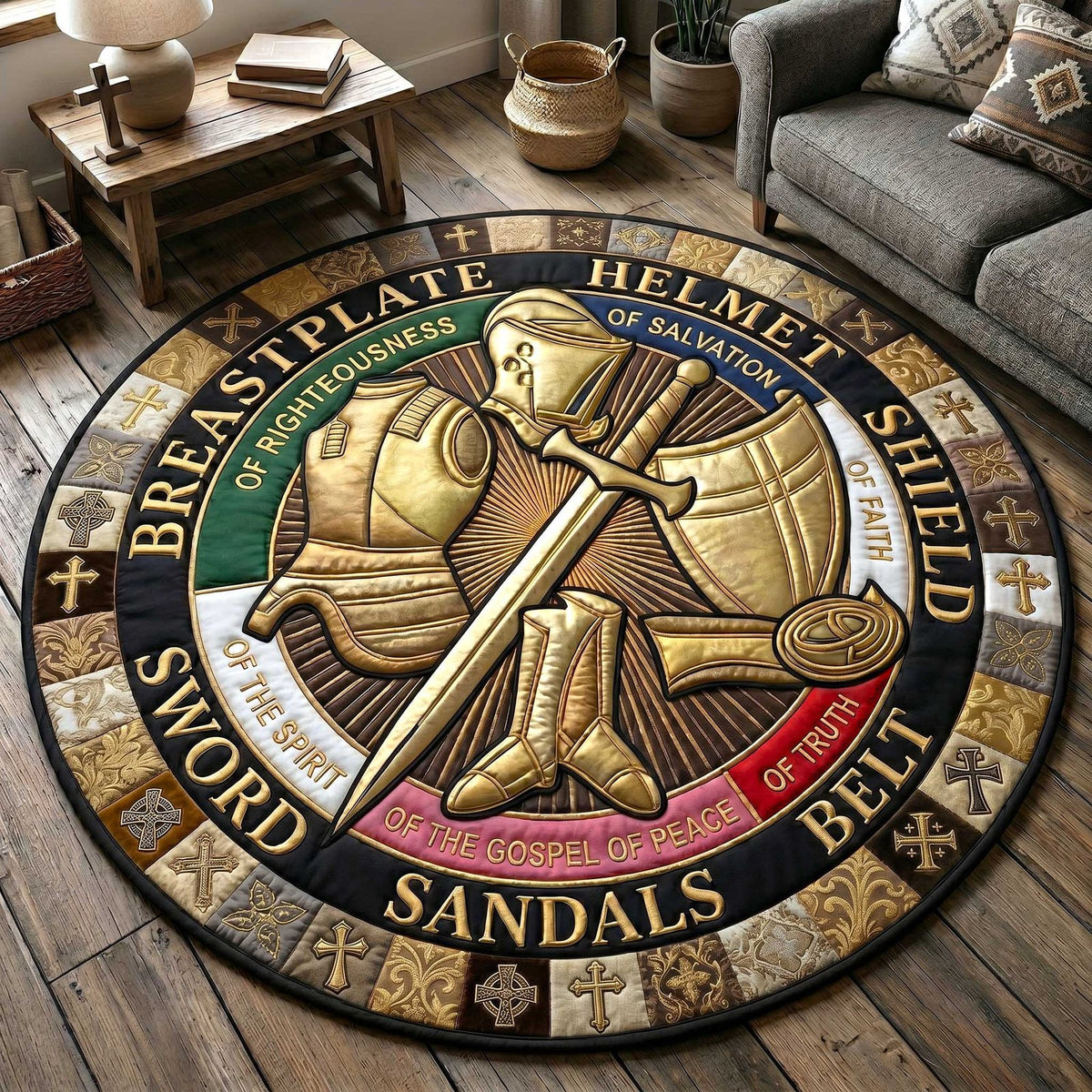 Full Armor Of God Round Mat Rug - Nature Design | Serene Home Decor