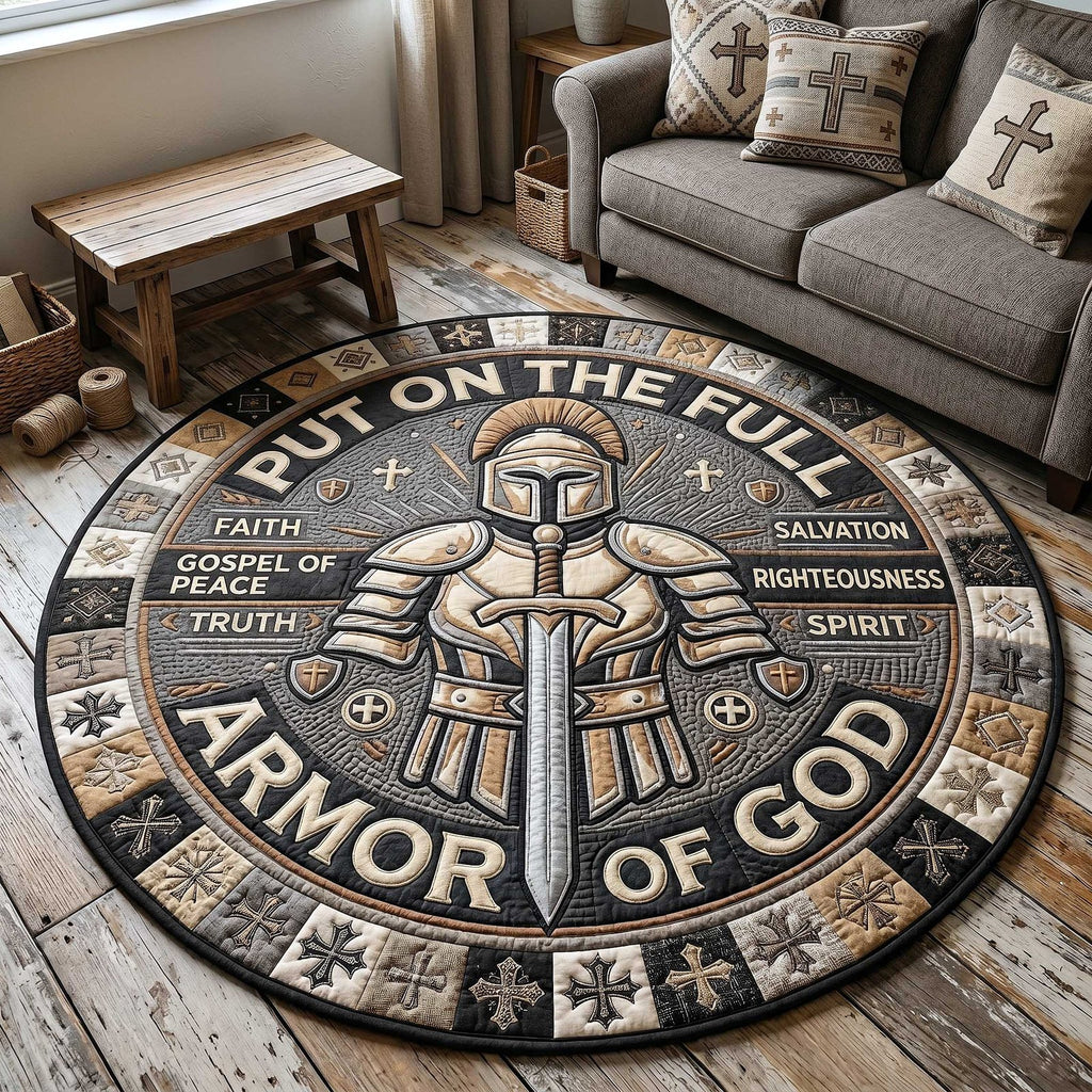 Full Armor Of God Round Mat Rug - Nature Design | Serene Home Decor
