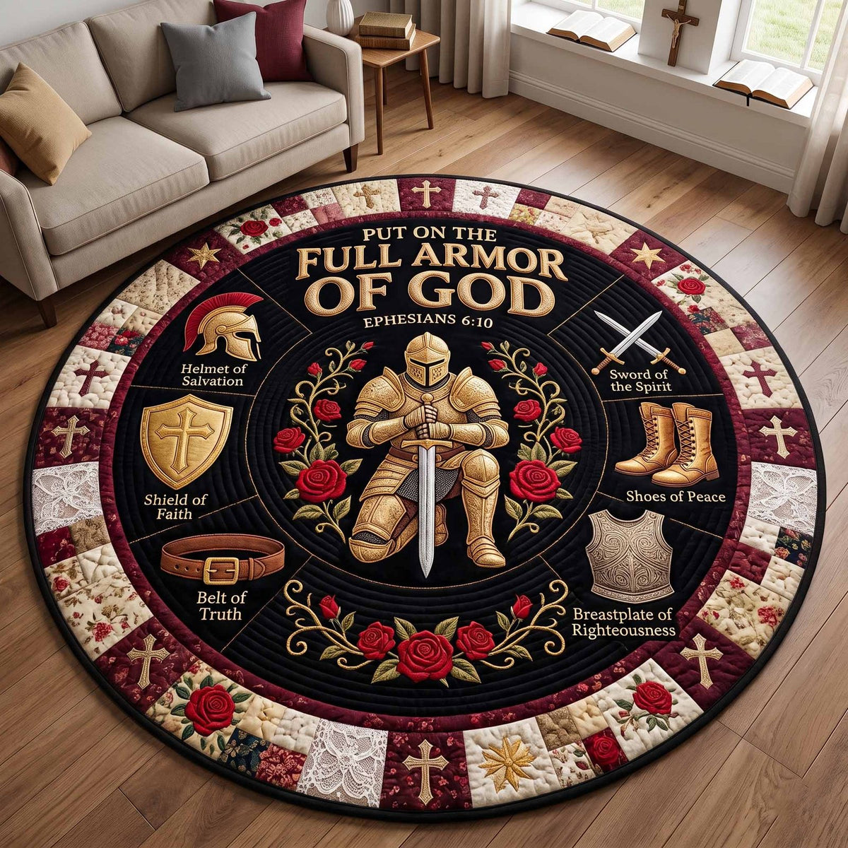 Full Armor Of God Round Mat Rug - Nature Design | Serene Home Decor