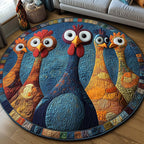 Funky Chicken Round Mat Rug - washable non-slip printed rug