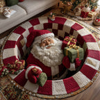 Funky Santa Round Mat Rug - Nature Design | Serene Home Decor