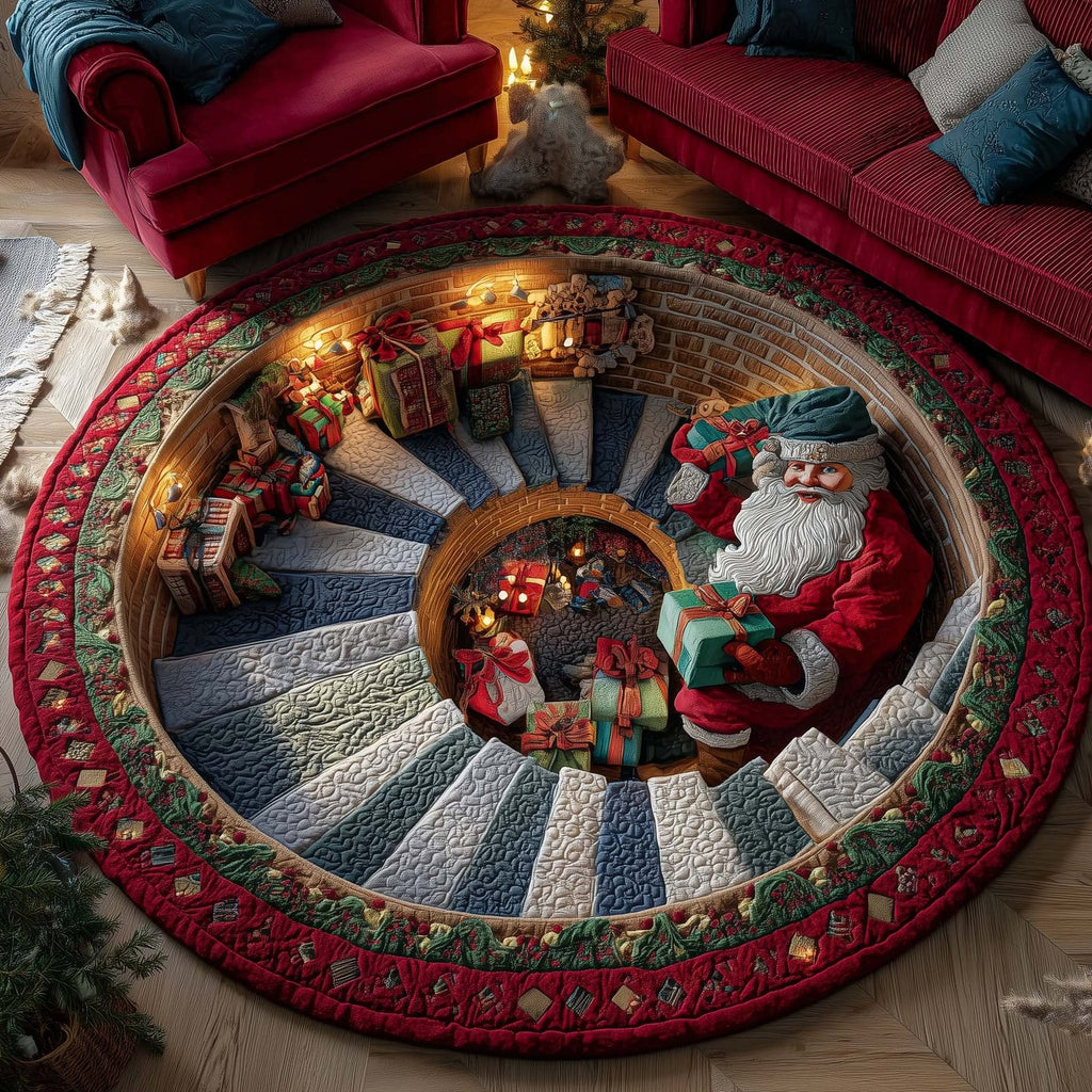 Funky Santa Round Mat Rug - Nature Design | Serene Home Decor