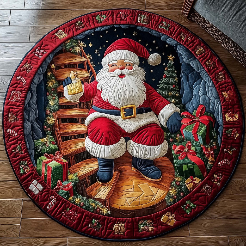 Funky Santa Round Mat Rug - Nature Design | Serene Home Decor