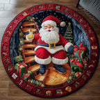 Funky Santa Round Mat Rug - Nature Design | Serene Home Decor