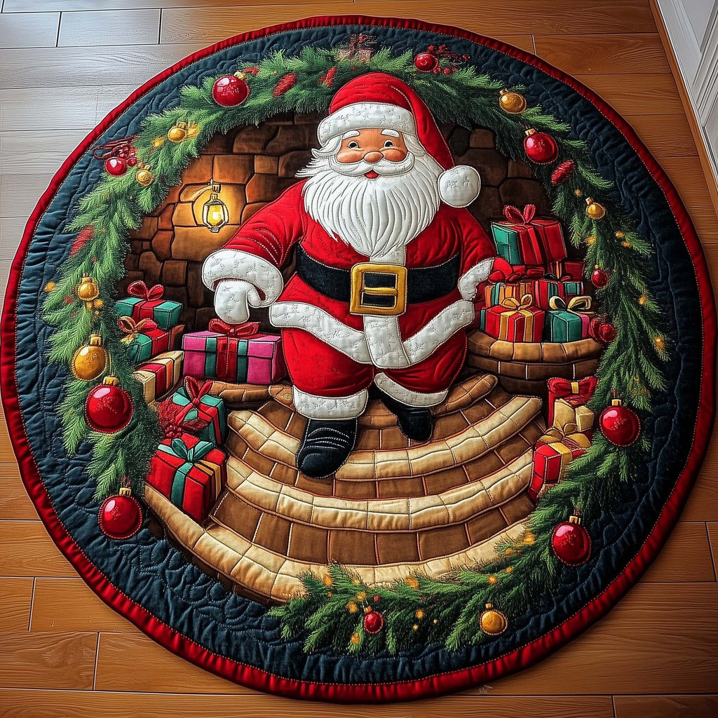 Funky Santa Round Mat Rug - Nature Design | Serene Home Decor