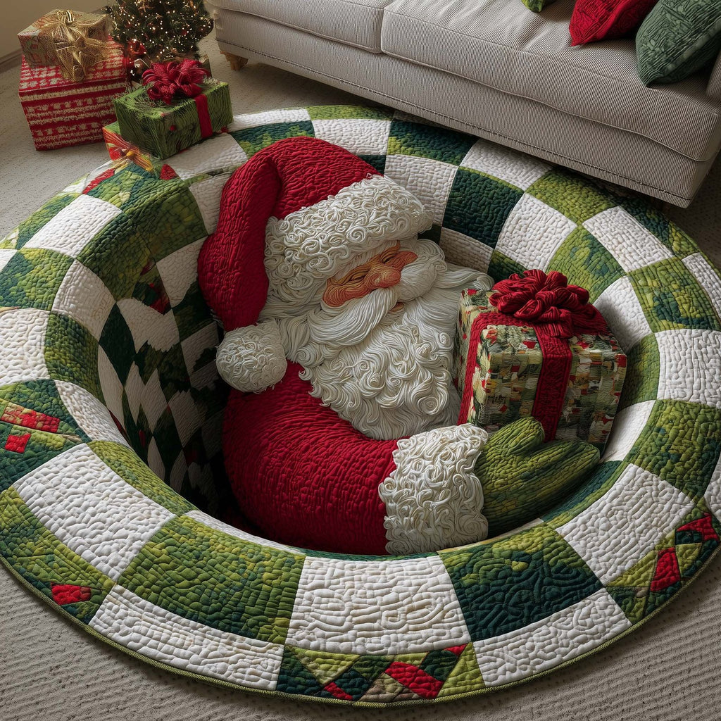 Funky Santa Round Mat Rug - Nature Design | Serene Home Decor