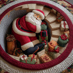 Funky Santa Christmas Round Mat Rug - washable non-slip printed rug