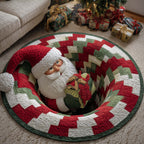 Funky Santa Round Mat Rug - Nature Design | Serene Home Decor