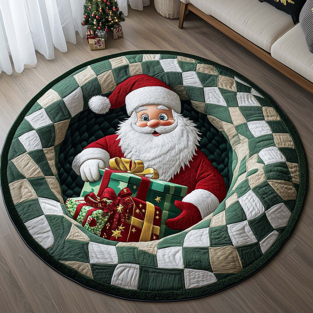 Funky Santa Round Mat Rug - Nature Design | Serene Home Decor