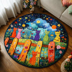 Furry Friend Round Mat Rug - washable non-slip printed rug