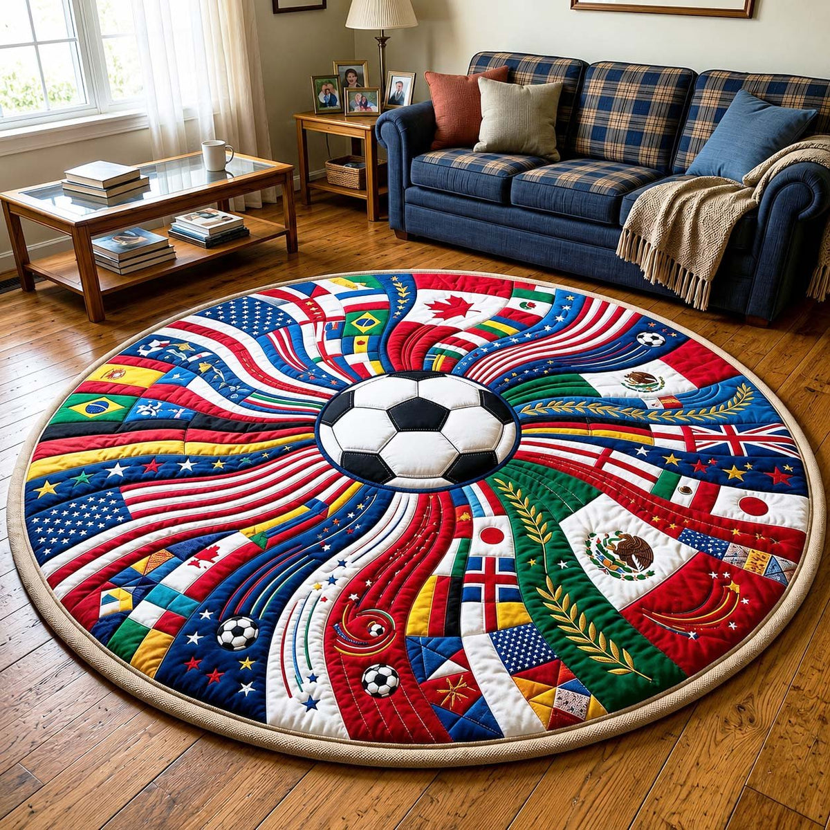 Fusion Kick Round Mat Rug - washable non-slip printed rug