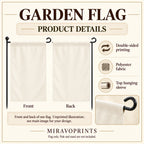 Garden Flag features guide: unprinted illustration; see main image for purchased design