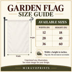 Garden Flag sizes guide: unprinted illustration; see main image for purchased design