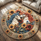 Gallop Companion Round Mat Rug - washable non-slip printed rug