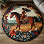 Galloping Horse Round Mat Rug - washable non-slip printed rug
