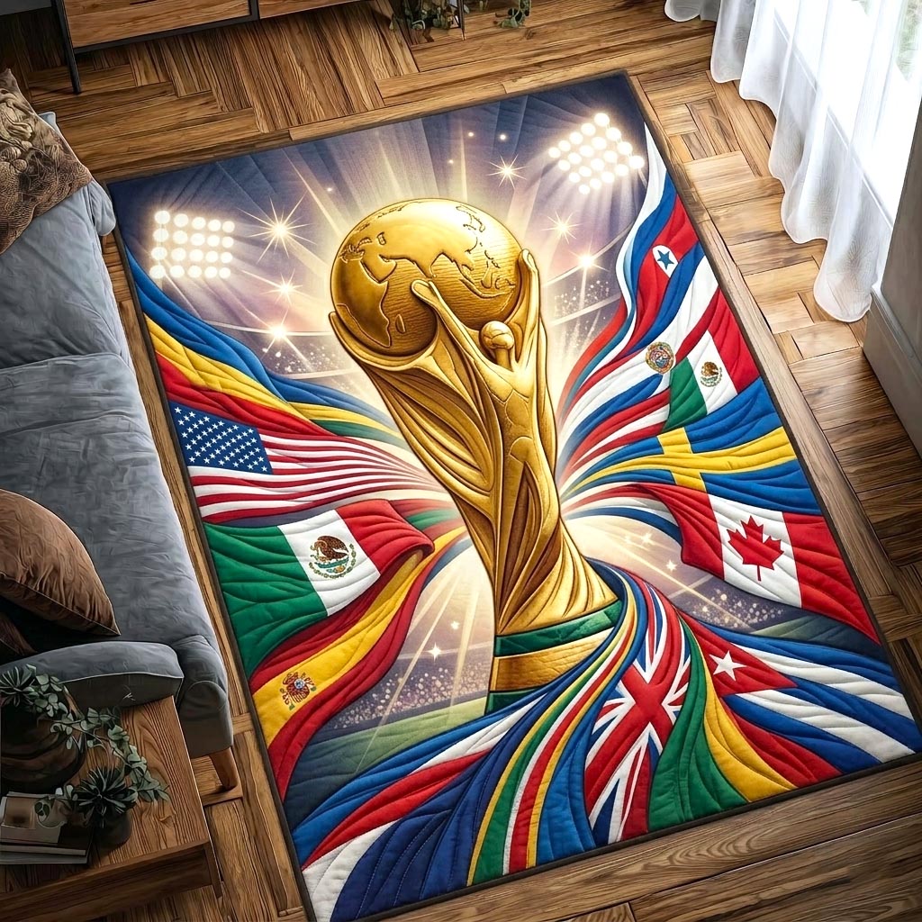 Game Day Pride area rug in a living room