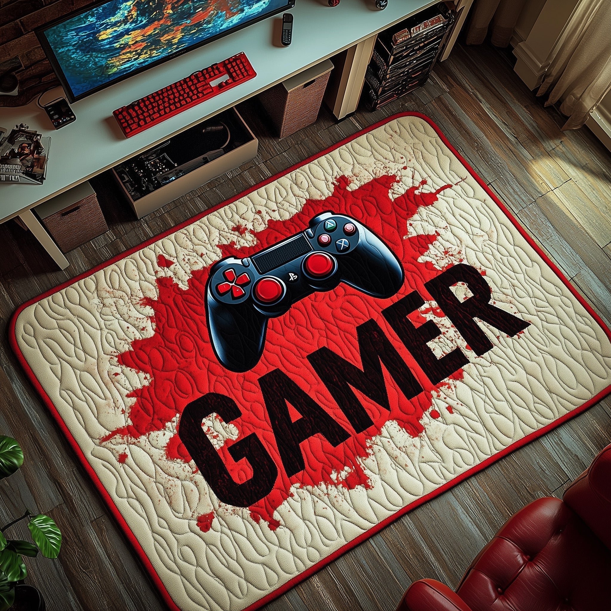 Gamer Zone area rug in a living room