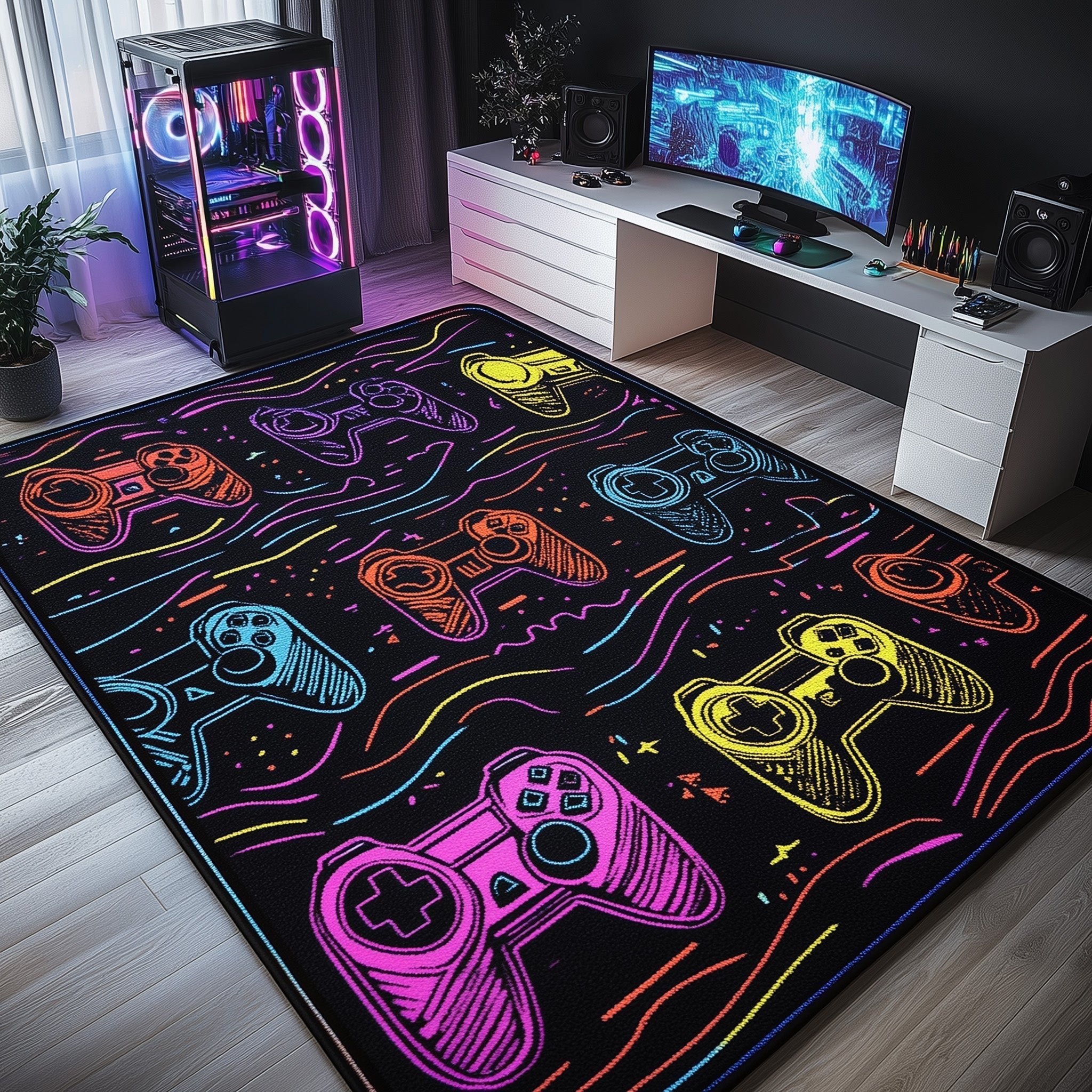 Gamer Zone area rug in a living room