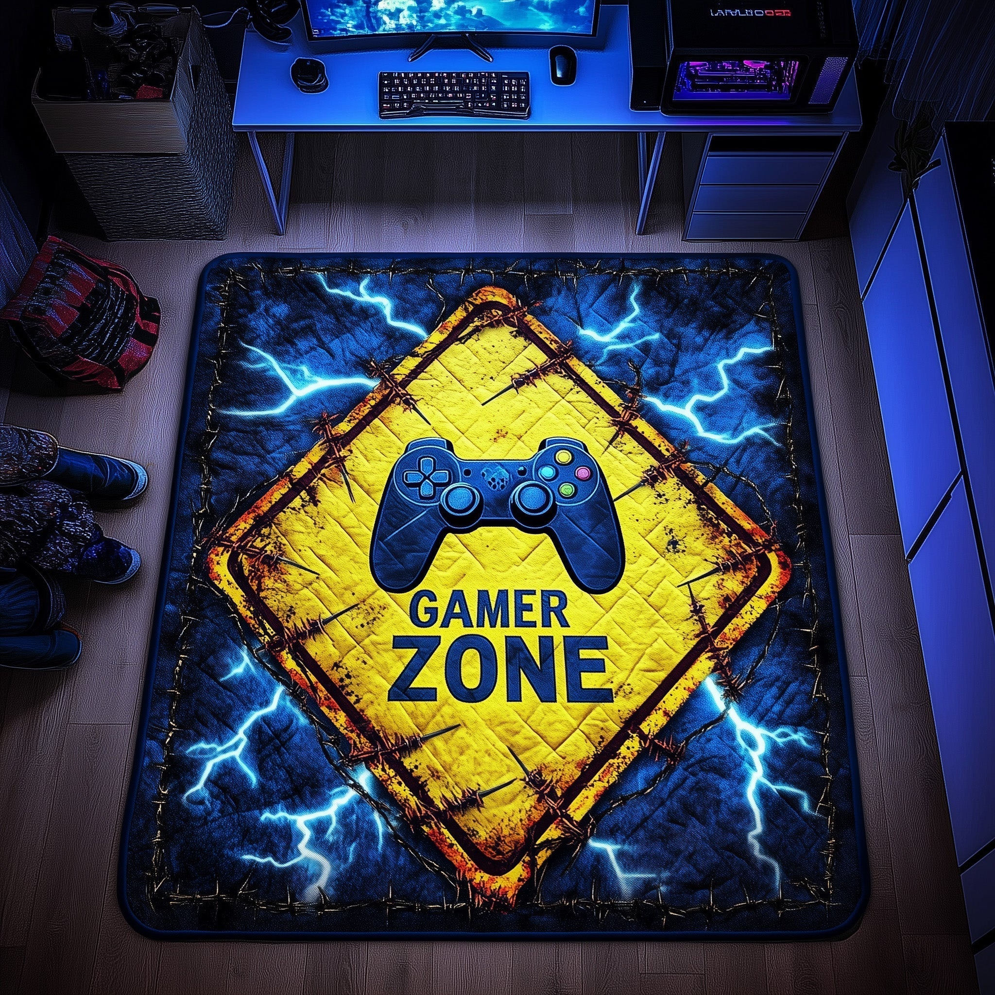 Gamer Zone area rug in a living room