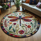 Garden Breeze Round Mat Rug - washable non-slip printed rug