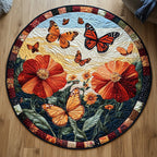 Garden Flight Round Mat Rug - washable non-slip printed rug