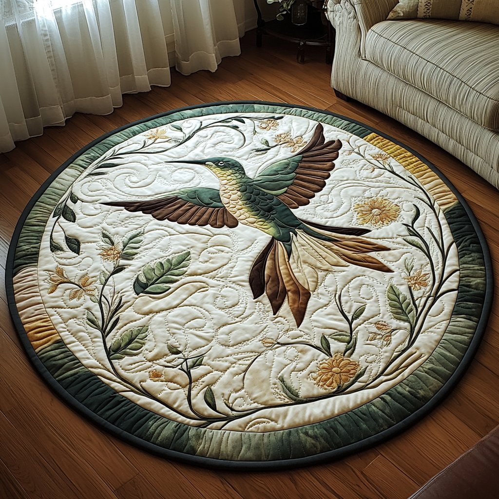 Garden Gliders Round Mat Rug - washable non-slip printed rug